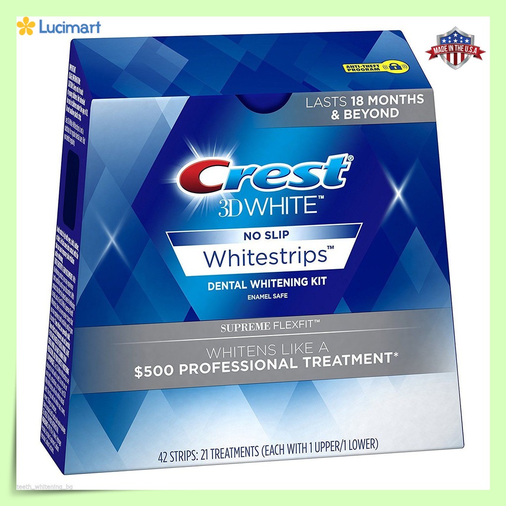 Miếng dán trắng răng Crest 3D White Mỹ các loại Supreme Flexfit