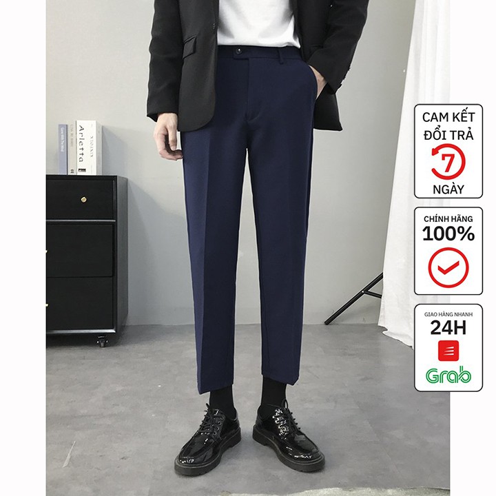 Quần tây nam kiểu dang baggy ống côn vải co giãn | BigBuy360 - bigbuy360.vn