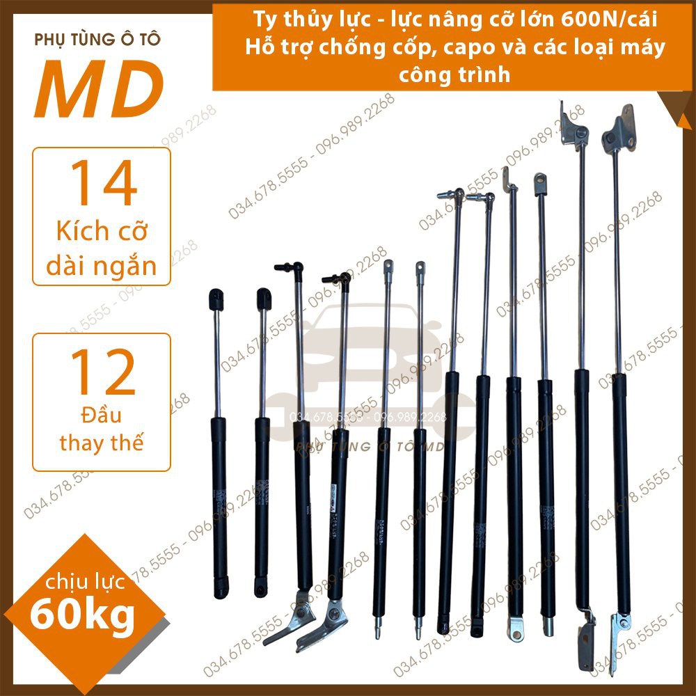 Ty Ben Thủy Lực Dùng Cho Xe Hơi và Các Loại Máy Công Nghiệp Nặng . Dài 40 đến 80cm . Chịu Lực 600N ( 60kg ) . Giá /1 Cái