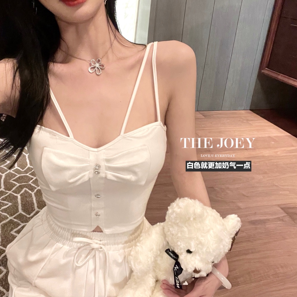 【ZHELIHANGFEI】 / Niche Áo Hai Dây Nhỏ Nhắn Thắt Nơ Bên Trong Thời Trang Mùa Xuân Dành Cho Bạn Nữ