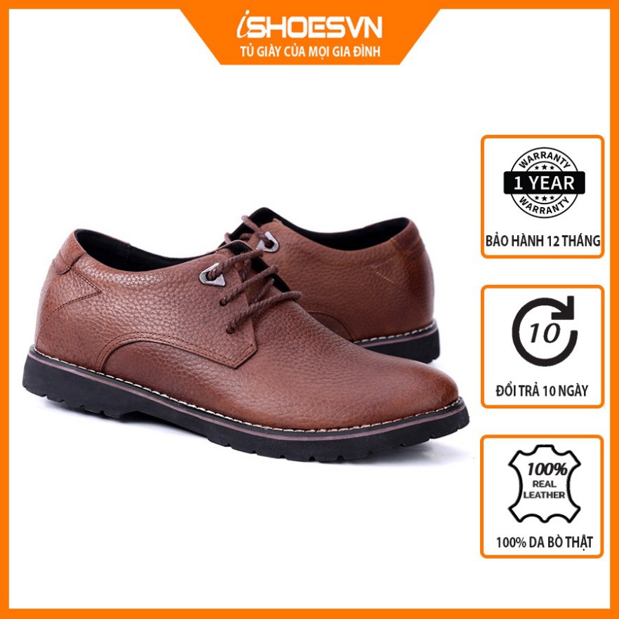 Giày da bò nam thời trang buộc dây tăng chiều cao 5cm ISHOESVN IS421 giày ishoes