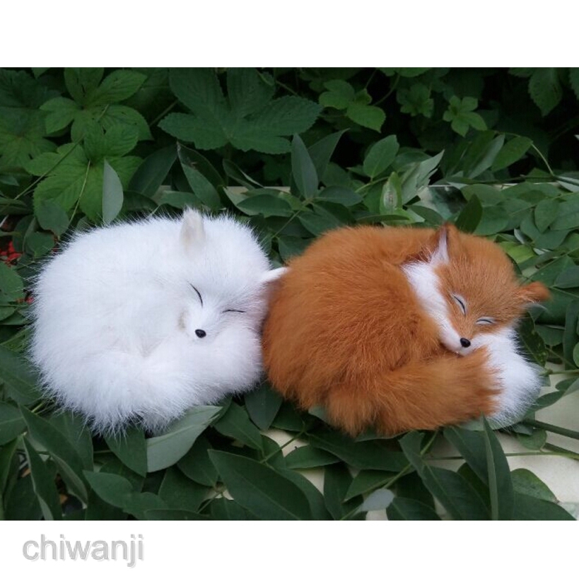 Cute Realistic Sleeping  Real Fur Furry Animal Interior Ornament White