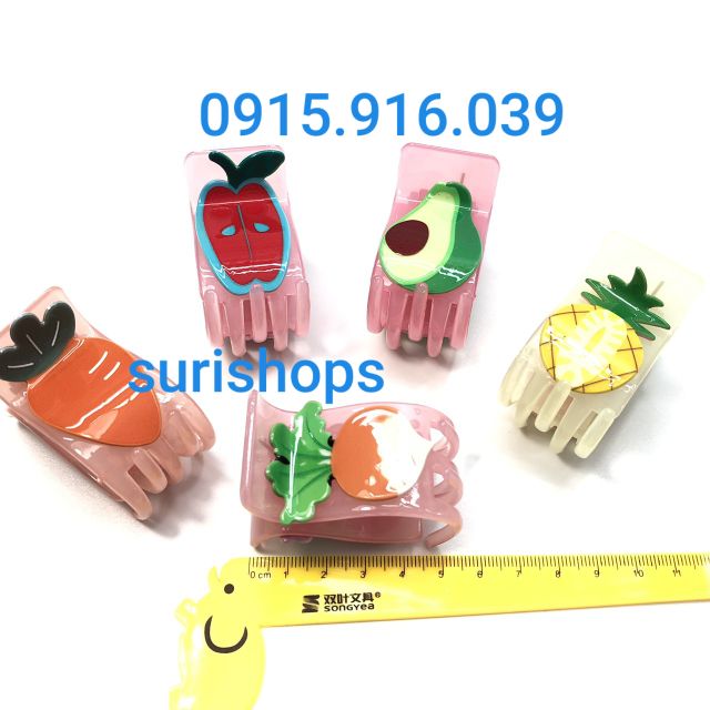 Kẹp tóc kẹp màu 5 răng các loại quả giao ngẫu nhiên