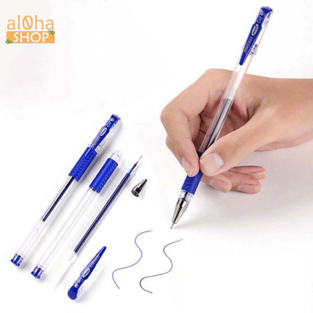 Set 2 Bút bi mực nước - cây viết gel ngòi nhỏ 0.5mm thay thế bút chữ A, có thể thay ngòi - al0ha Shop