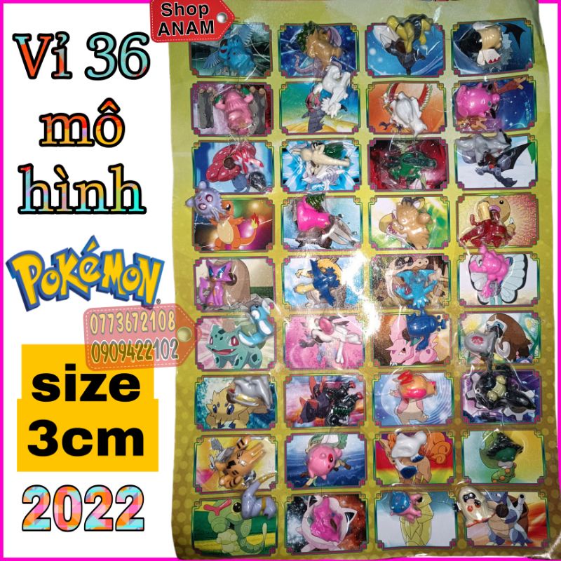 sỉ vỉ mô hình pokemon 36 con ( size 3cm )