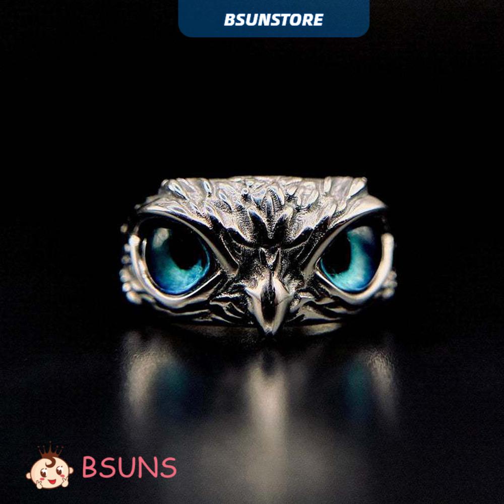 Nhẫn Bạc Sterling Hình Chim Ưng Mắt Xanh Cá Tính Thời Trang Cho Nam Nữ