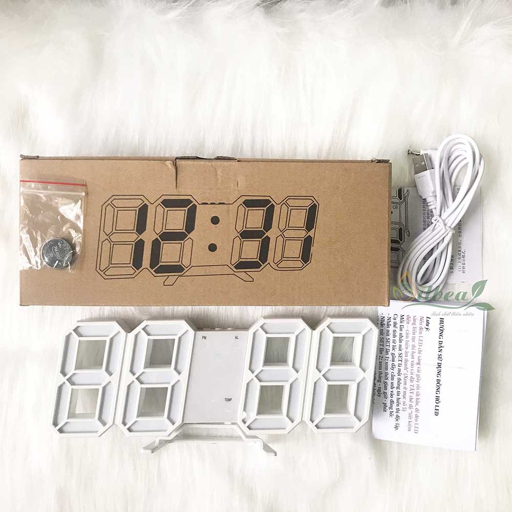 Đồng Hồ LED 3D Để Bàn, Treo Tường Thông Minh Smart Clock Với Chức Năng Báo Thức, Nhiệt Độ, Thời gian, Cảm Biến Âm Thanh