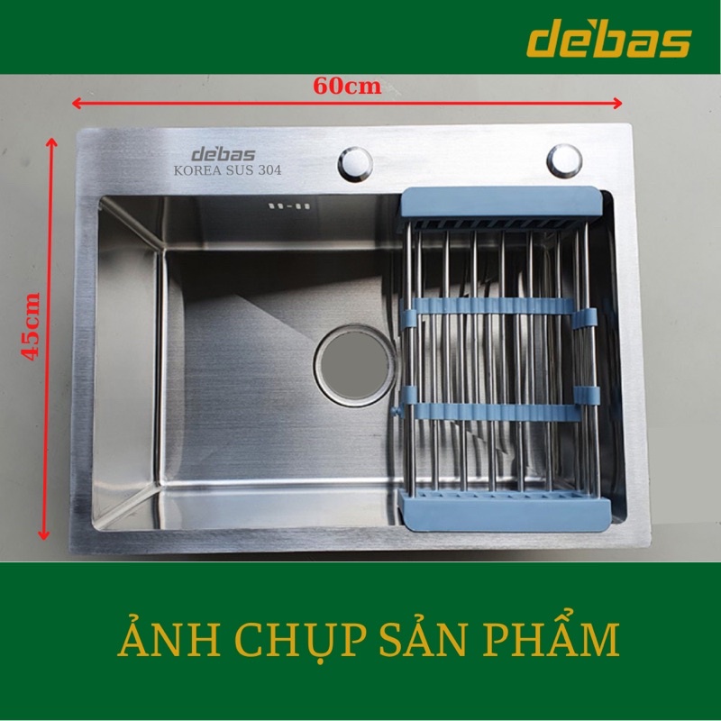 Chậu rửa bát đúc 1 hố to inox sus304 bồn rửa chén 1 hộc korea Debas 4045 6045 6845 7545