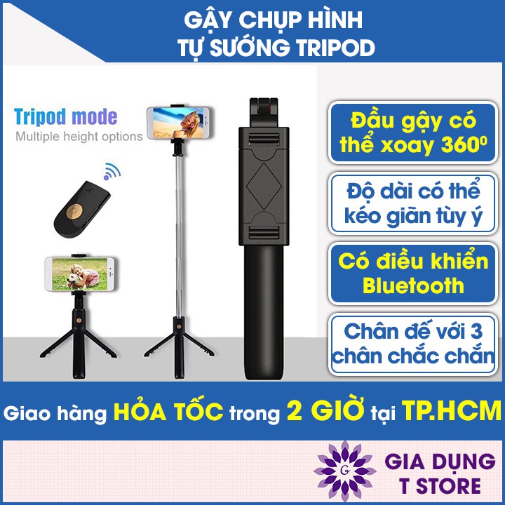 Gậy Chụp Ảnh 3 Chân Bluetooth Tripod K07 , có remote điều khiển - du lịch - căm trại - chụp hình đẹp [GẬY TỰ SƯỚNG]