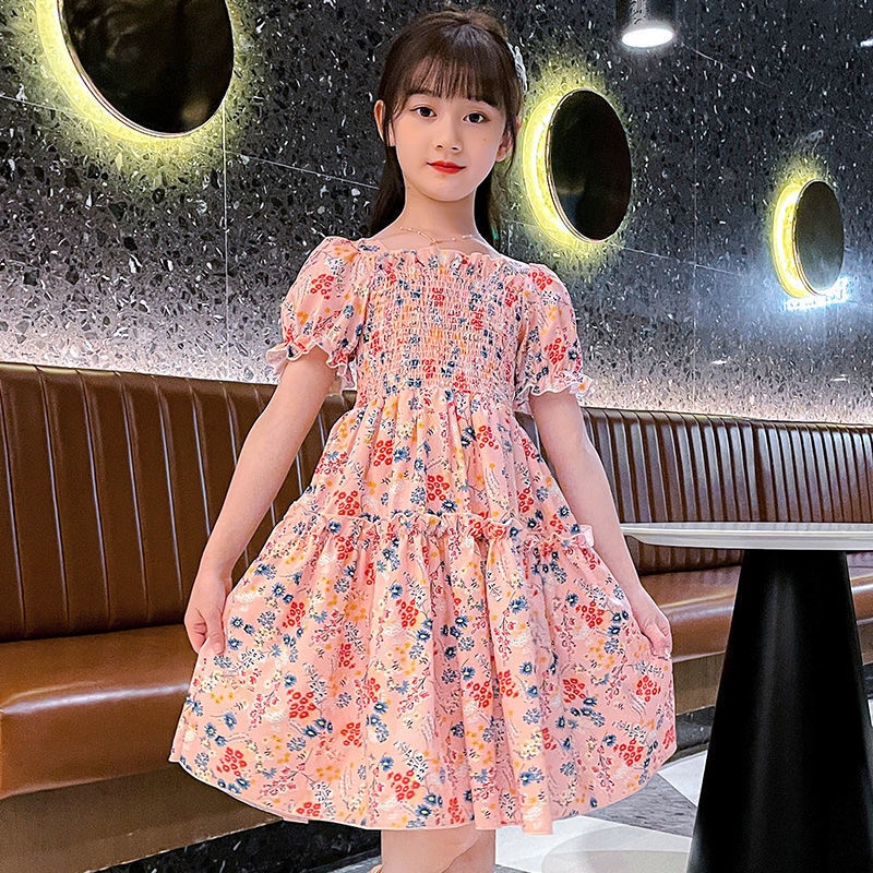 Angugu Girl Dress Floral Dress 3 To 4 To 5 To 6 To 7 To 8 To 9 To 10 To 11 Years Old Dress for Teens Girls Short Sleeve Dress Princess Dress 2022 New