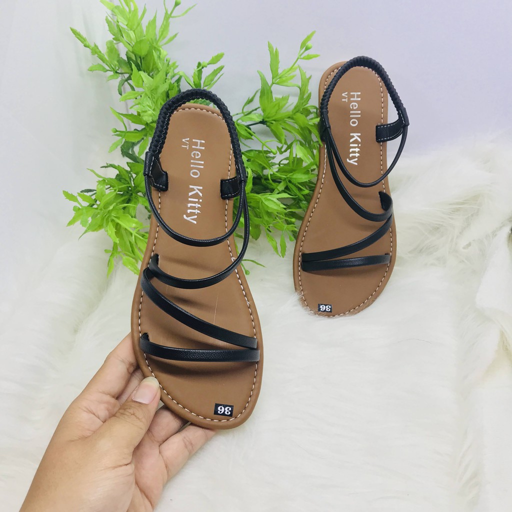 [Mã FASHIONGREEN264 giảm 10% tối đa 30k đơn từ 99k] Giày Sandal Nữ đế bệt Đi Học Quai Thun Dễ Thương M1003