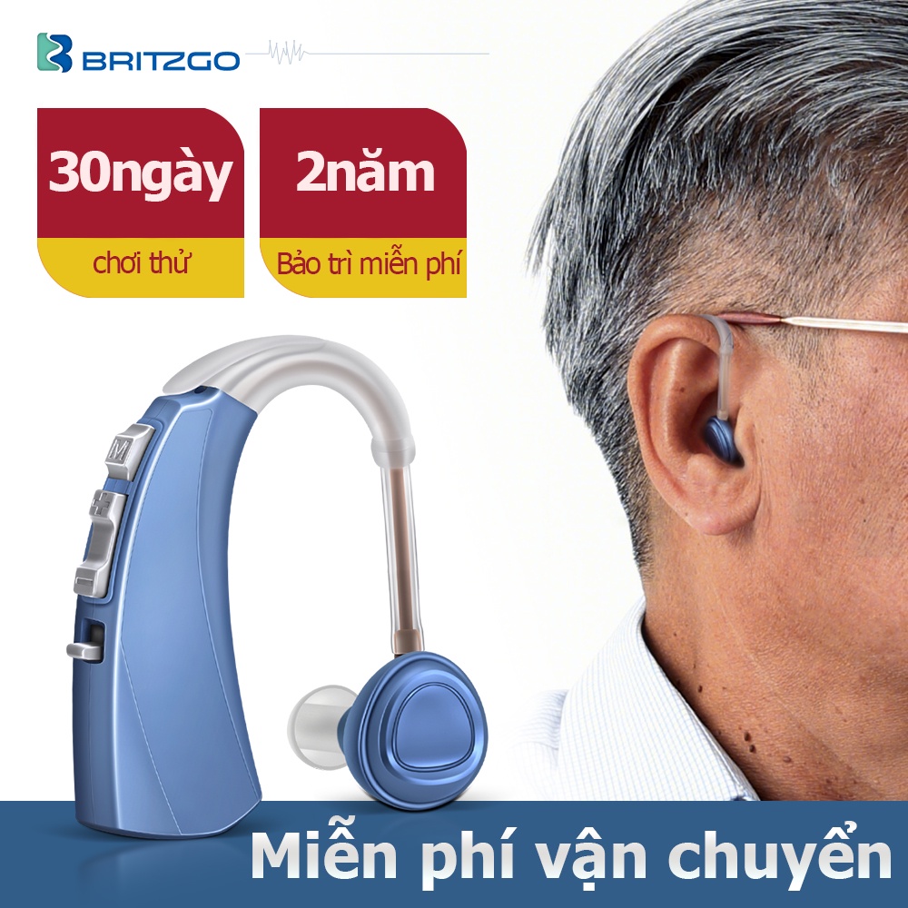 Britzgo Máy Trợ Thính Chất lượng âm thanh tốt Giảm nhiễu điếc USB Phí Cho Người Già Bộ khuếch đại nghe giảm nhiễu điếc VHP-1220 xanh