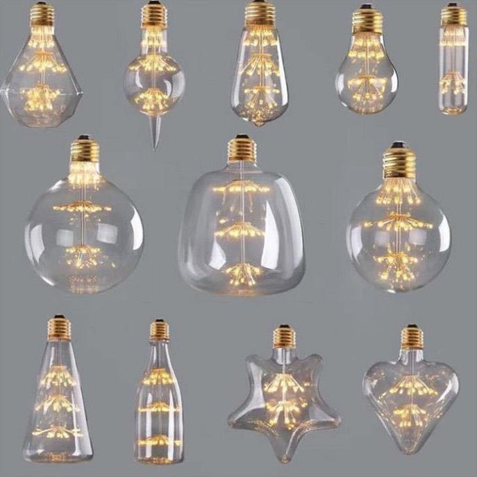 Bộ 2 bóng đèn led trang trí pháo hoa hình trái tim, đèn trang trí độc đáo