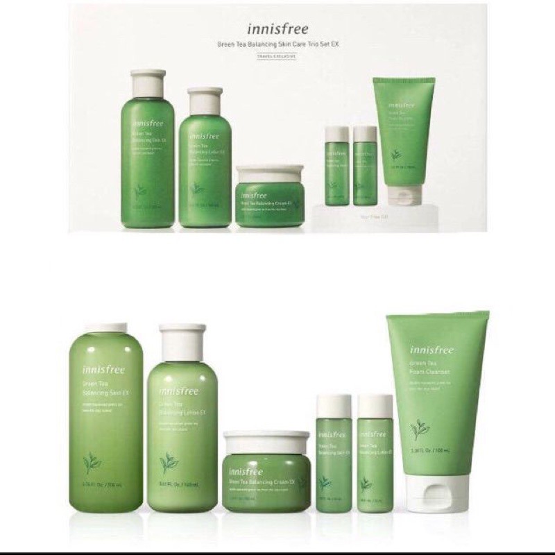 ( CHÍNH HÃNG ) Bộ Dưỡng Da Trà Xanh 6 Sản Phẩm Innisfree Green Tea Balancing Skin Care Trio Set EX