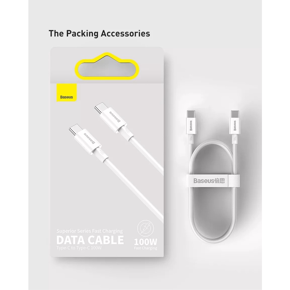 Cáp sạc Type c to Type c Baseus superior series dòng 5A sạc PD 100W dùng sạc cho Samsung/Macbook/iPad