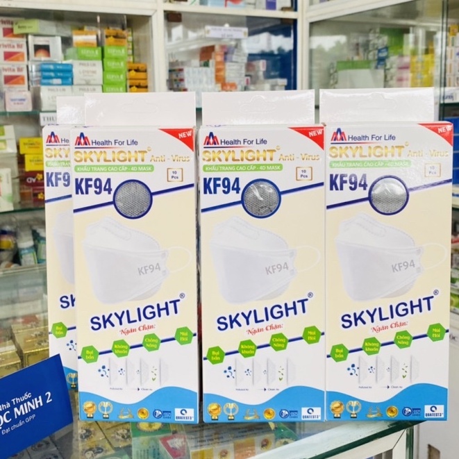 ✅  KHẨU TRANG KHÁNG KHUẨN KF94 màu Xám  SKYLIGHT MÀU XÁM / HỘP 10 CÁI