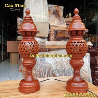 CẶP ĐÈN THỜ GỖ XÀ CỪ LOẠI 1 MẪU MỚI RẤT ĐẸP