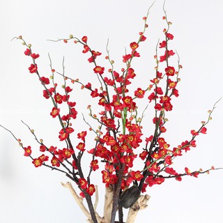 Hoa Đào Giả Tự Nhiên Lụa Giống Thật Trang Trí Nhà Cửa Dài 118cm
