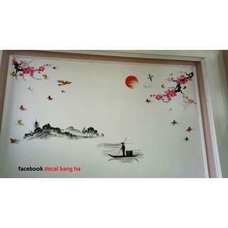 decal dán tường đào và đò