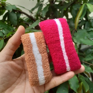 Túi 12 Len cột tóc bản 3-4cm (màu/ sọc)