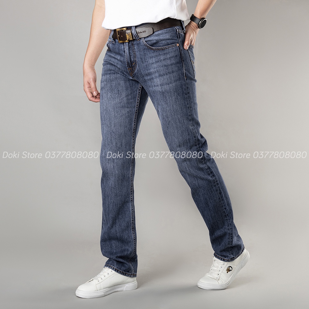 Quần Jean Ống Suông Nam Cao Cấp Xanh Truyền Thống, Quần Jean Nam Ống Rộng, Kiểu Dáng Chững Chạc Lịch Sự - DOKI SN-12