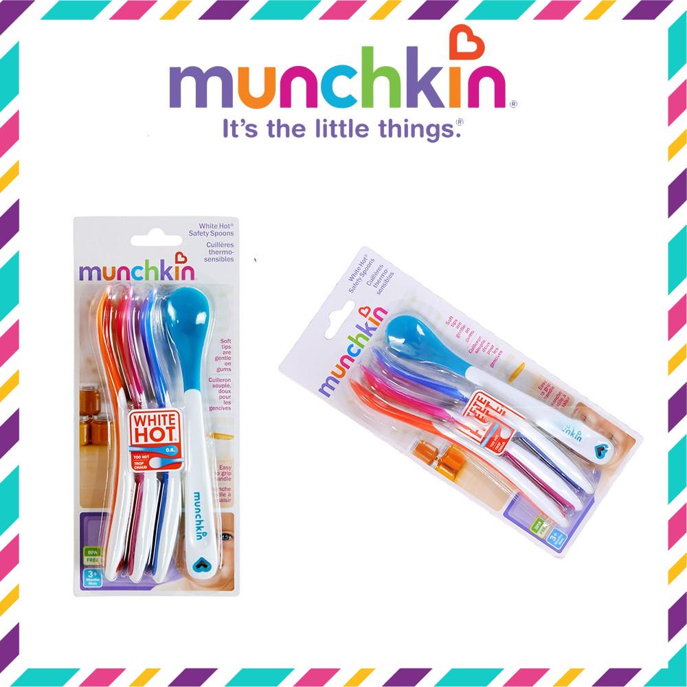 [Chính Hãng]  (Lẻ cái) Thìa ăn dặm báo nóng Munchkin Mỹ cho bé ăn dặm