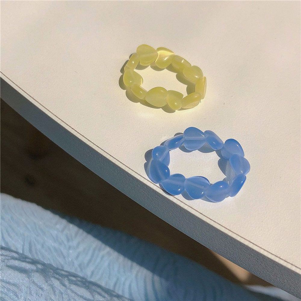 Nhẫn Hình Trái Tim Đính Đá Opal Nhiều Màu Thời Trang Hàn Quốc Cổ Điển Cho Nữ