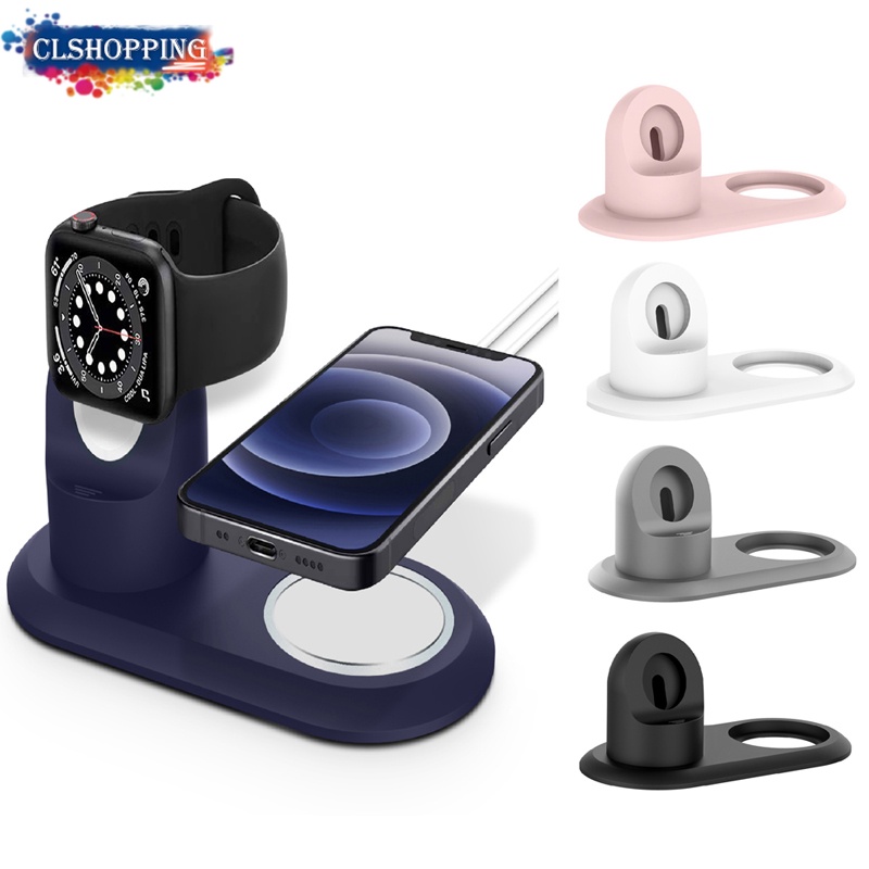 Đế Sạc Bằng Silicone Cho Đồng Hồ Thông Minh i-Watch Series 7 6 5 1/2/3/4 44Mm 45mm 42Mm 41mm 40Mm 38Mm For Magsafe i-phone 12 pro max 13