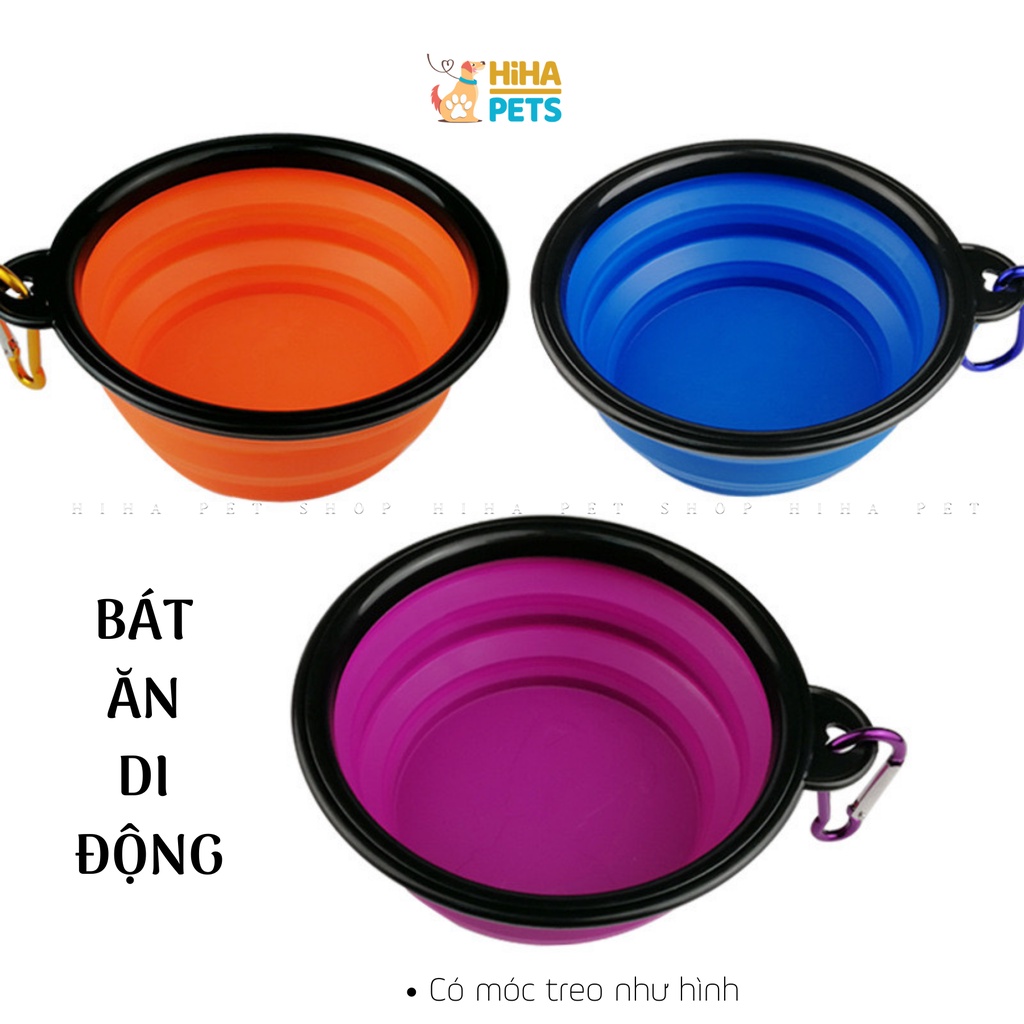 Bát ăn uống cho thú cưng di động có thể treo được dùng như chén cho thú cưng silicon tốt đủ màu Hihapet.