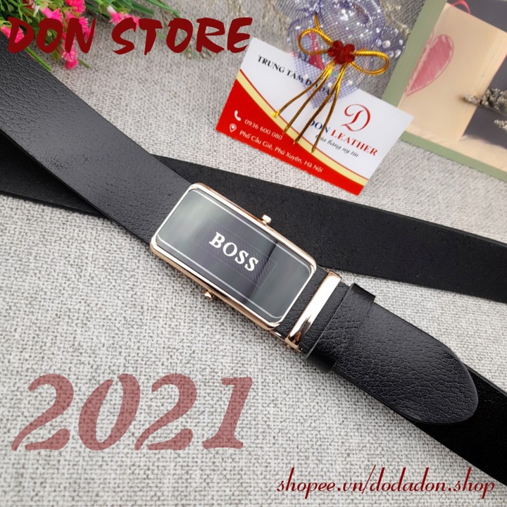 Dây Lưng Nam 2021 Da Bò Thật 100% Mặt Khóa Tự Động Hợp Kim Thép Không Rỉ BH 12 Tháng