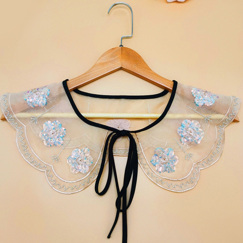 Áo Sơ Mi Lửng Cột Dây Cổ Tháo Rời Được Thêu Hoa Thời Trang Cho Nữ