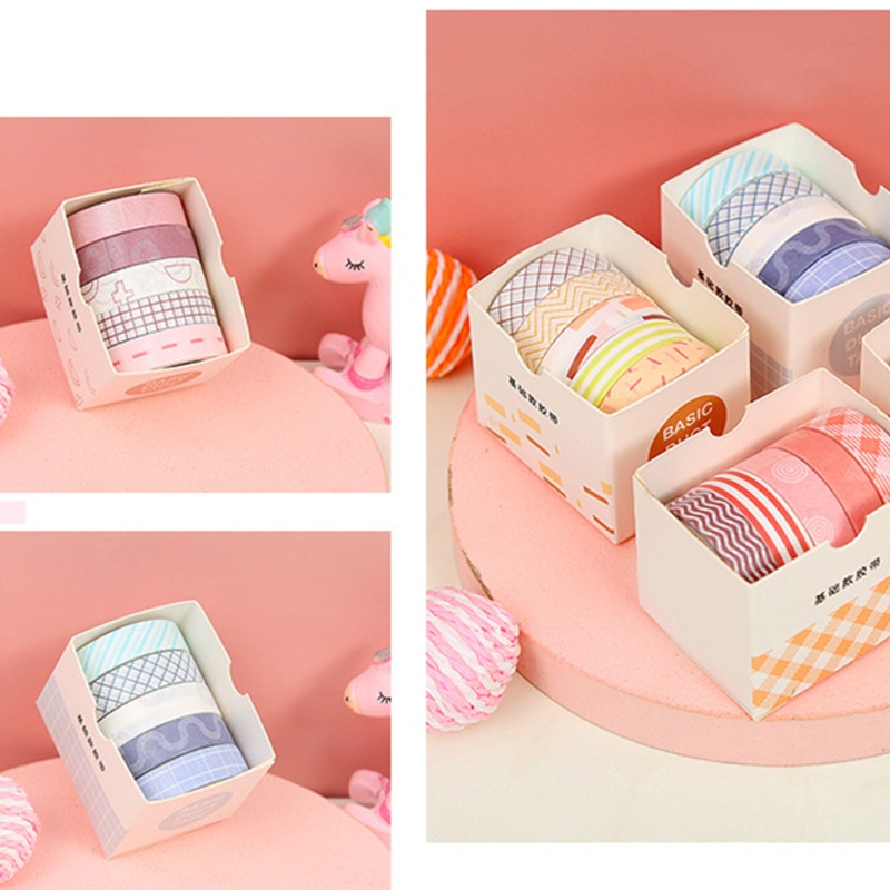 [Hàng mới về] Set 5 cuộn băng keo washi màu sắc đa dạng xinh xắn