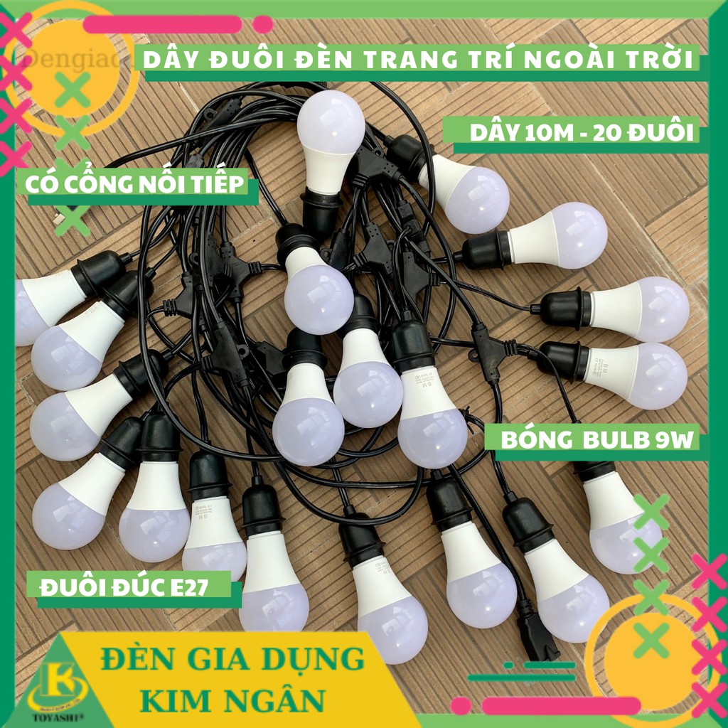 Dây Đuôi Đèn Trang Trí Ngoài Trời E27 Kín Nước ( 3M- 5M- 10M-15M )