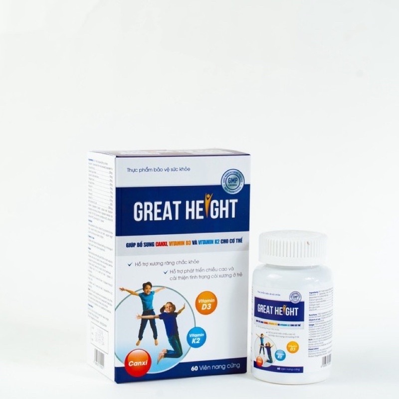 Viên uống hỗ trợ tăng chiều cho trẻ từ 2 tuổi Great Height hộp 60 viên chính hãng