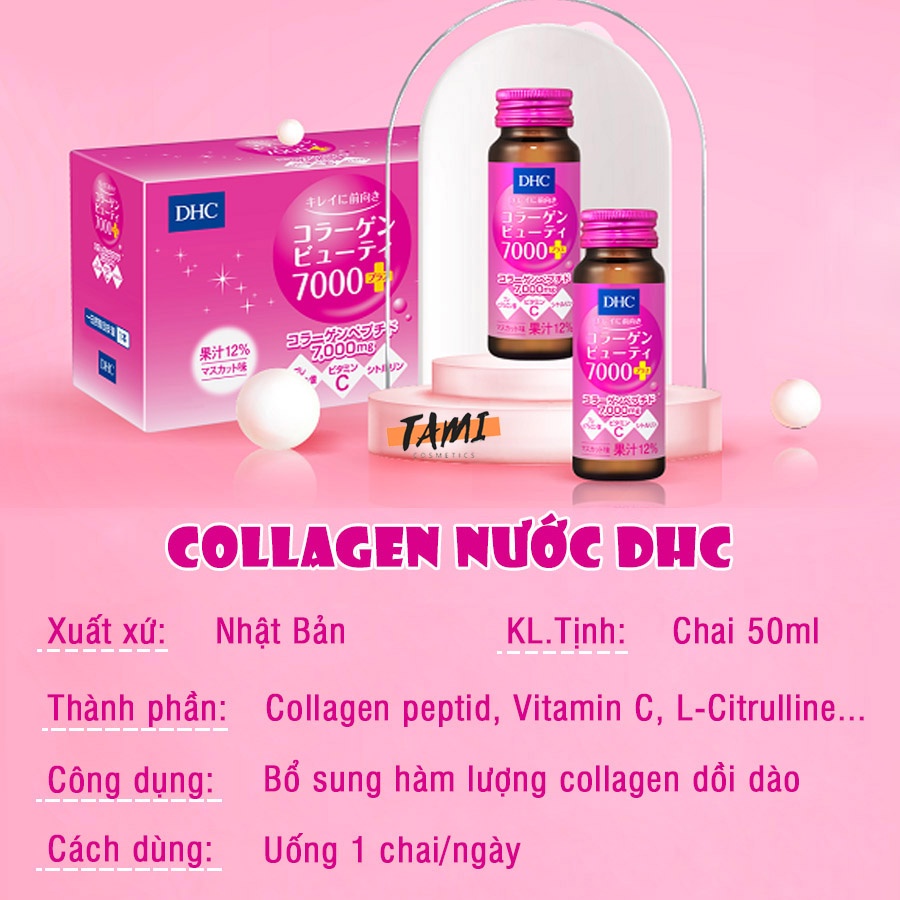 Bộ 2 hộp collagen nước DHC Nhật Bản Collagen Beauty 7000 Plus 500ml (50ml x 20 lọ) Dưỡng da căng mọng và chống lão hóa