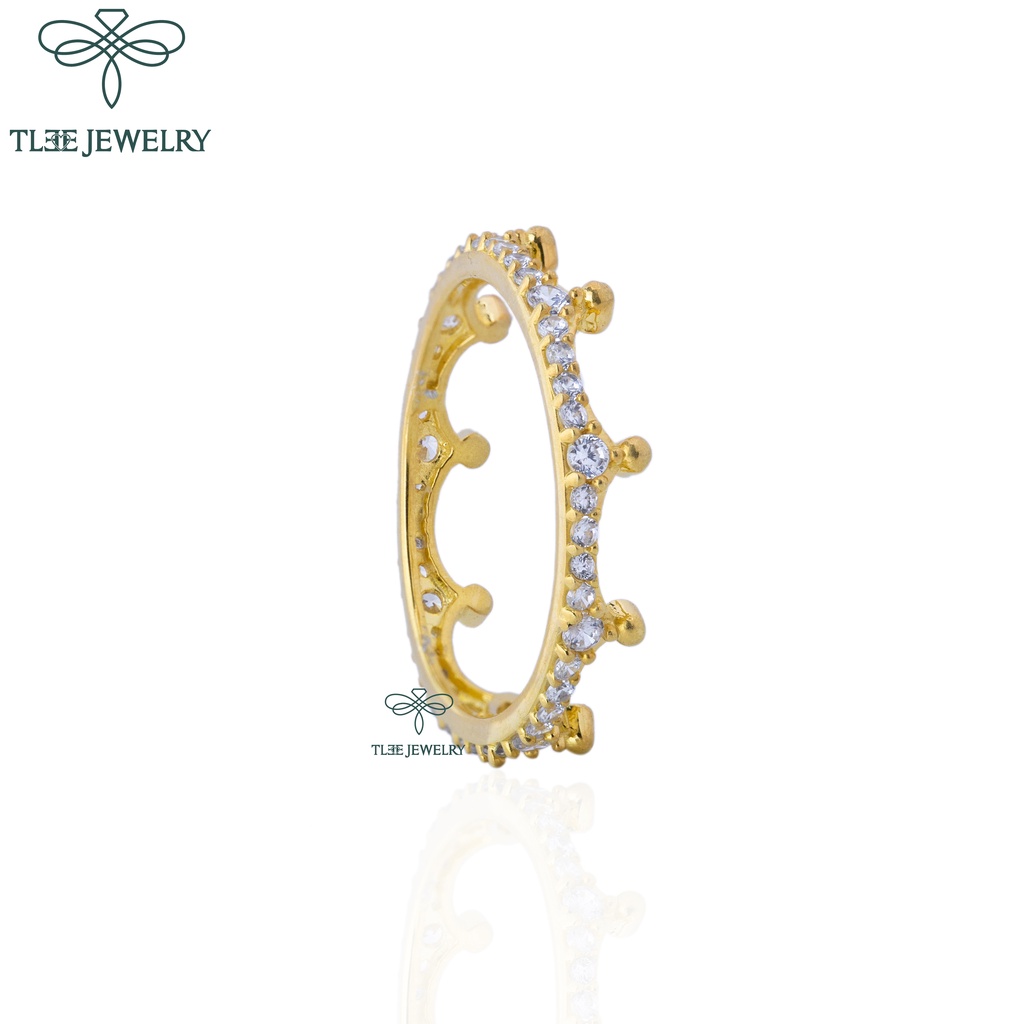 Nhẫn bạc nữ TLEE Crown mạ vàng 14k nạm đá cao cấp TleeJewelry A0140
