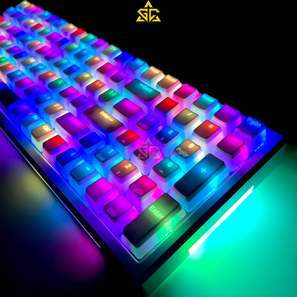 Keycap Pudding màu BLACK/WHITE Xuyên LED lắp cho nhiều bàn phím RGB