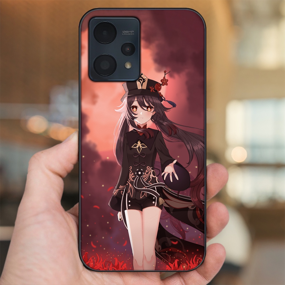 Ốp lưng Realme 9, 9 Pro, 9 Pro Plus viền đen in hình Hutao Genshin Impact