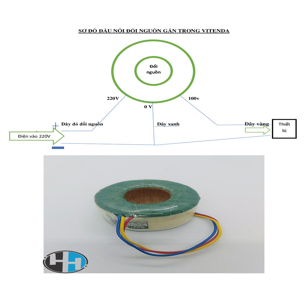 Đổi nguồn điện 220v sang 100v Vitenda công suất 60VA gắn trong cho đồ Nội địa Nhật
