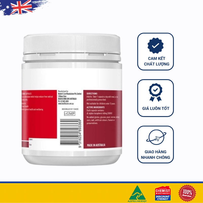 Viên uống Vitamin E 200 viên của Úc (SP3)