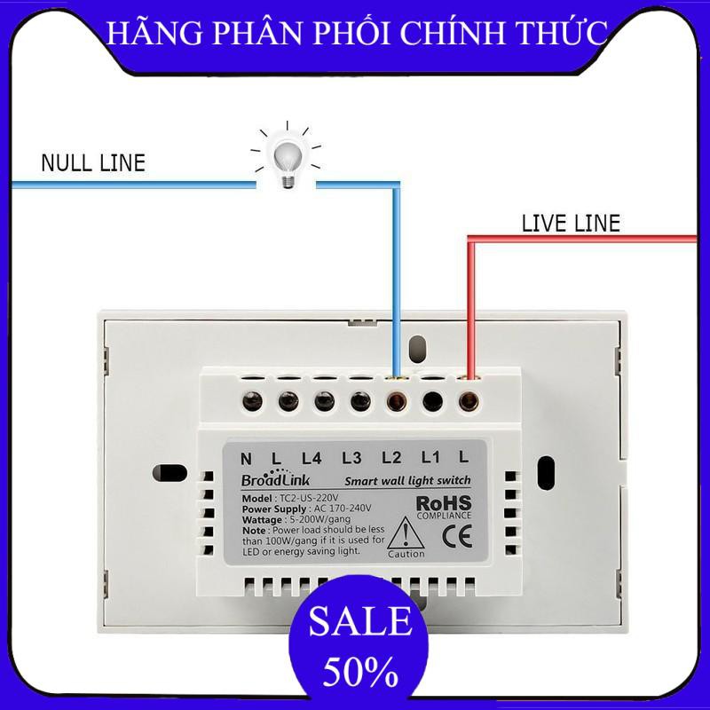 công tắc điện, Công tắc cảm ứng điều khiển từ xa Broadlink TC2 US mặt chữ nhật (3 Nút bấm) - Bảo hành úy tín 1 đổi 1