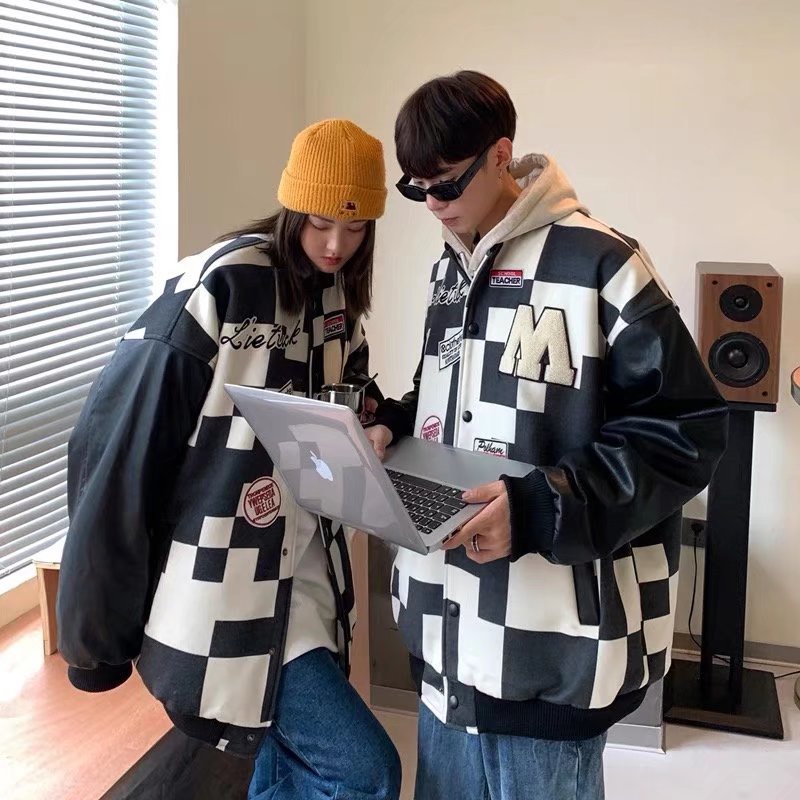 Cặp đôi da thêu Áo khoác bóng chày Unisex áo khoác nam cao cấp retro áo khoác bomber nữ fashion áo khoác