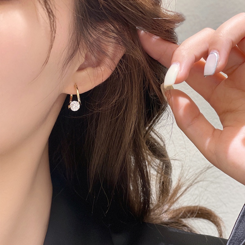 Bông Tai Tam Giác Đính Đá zircon Lấp Lánh Phong Cách Hàn Quốc Cho Nữ