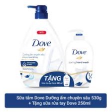 SỮA TẮM DOVE DƯỠNG ẨM CHUYÊN SÂU 530 gram tặng kèm nước rửa tay Dove 250ml