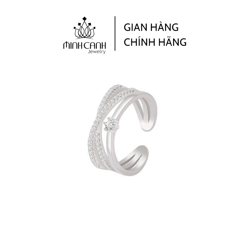 Nhẫn Bạc Chữ X Đá Nhỏ Freesize Minh Canh Jewelry