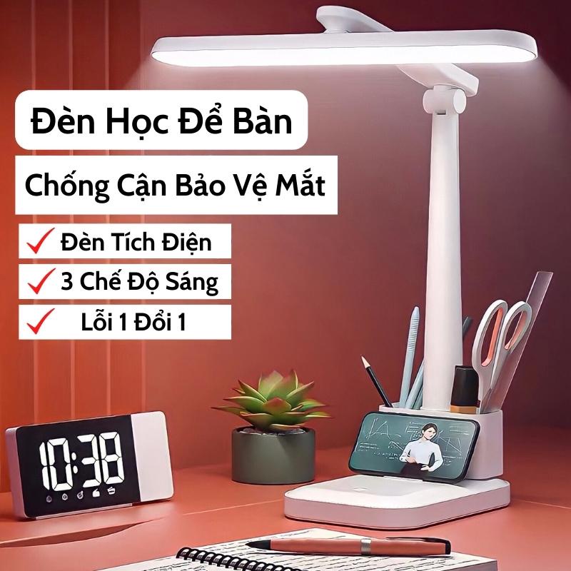 Đèn Học Để Bàn Chống Cận Cho Bé Đa Năng Có Tích Điện và Gấp Gọn, Đèn Bàn Làm Việc Đọc Sách Điều Chỉnh 3 Chế Độ Sáng LED