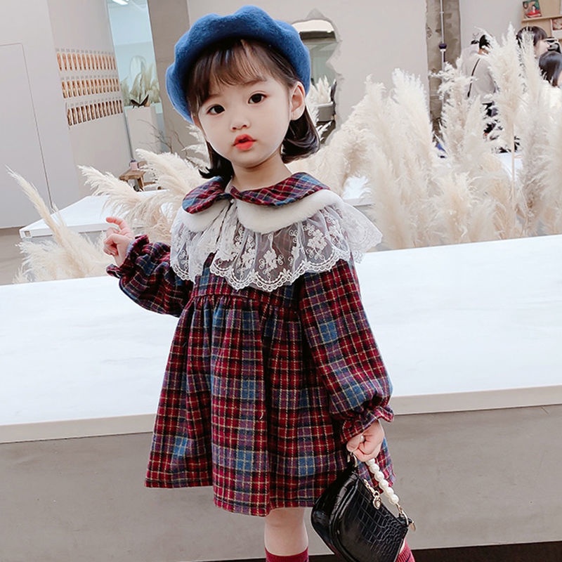 Đầm Len Tay Dài Phong Cách Hàn Quốc Thời Trang Thu Đông Cho Bé Gái