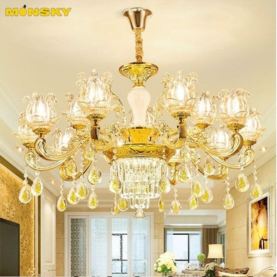 Đèn chùm MONSKY ROSIT phong cách Châu Âu trang trí nội thất hiện đại, sang trọng loại 15 tay - kèm bóng LED chuyên dụng.