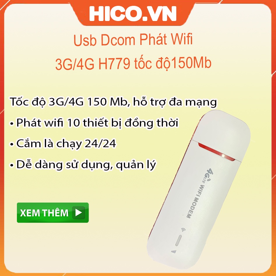 Usb Dcom Phát Wifi 3G 4G H779 150Mb - Hỗ Trợ Đổi IP - Usb Phát Wifi Từ Sim Tốt Nhất Trong Tầm Giá