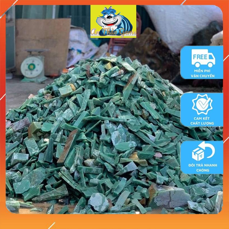 1Kg Đá Vụn Thô Màu Xanh Lục - Aventurine, Vụn Đá Phong Thuỷ Dùng Trang Trí, Dải Nền Nhà